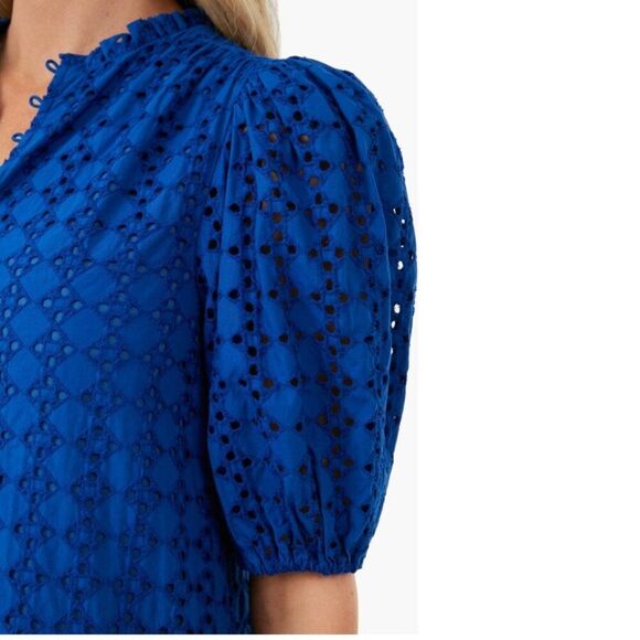 🆕️ Hyacinth House - XXS Tuckernuck Eyelet Midi Tryall Dress In Royal Blue - Picture 5 of 11
